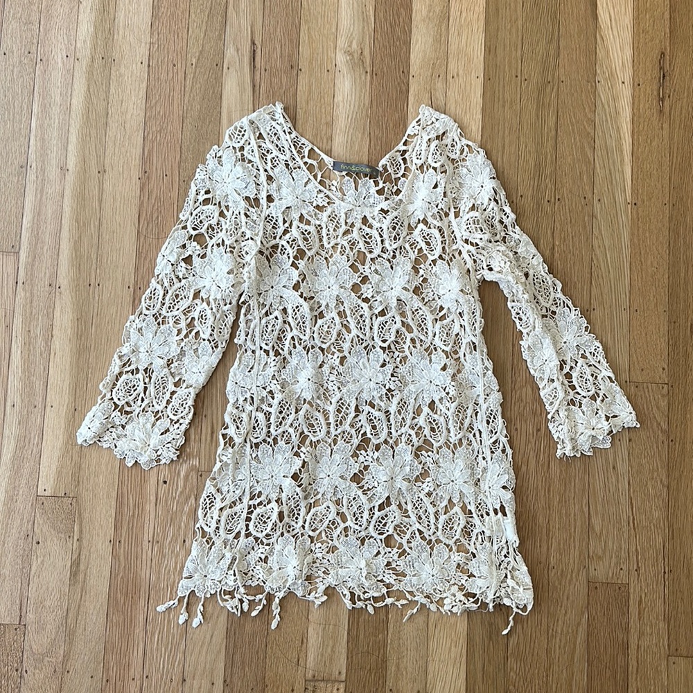 Crochet knit mini dress bathing suit coverup